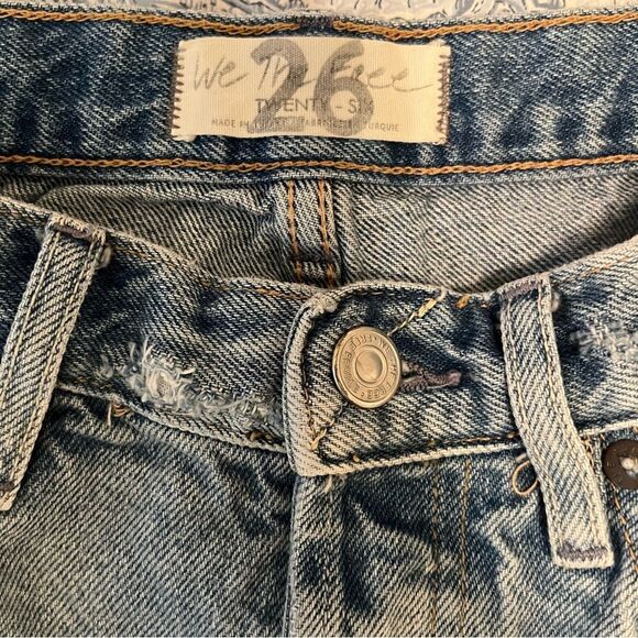 We The Free Blue Jean Shorts Distressed High-Waisted - Picture 4 of 4